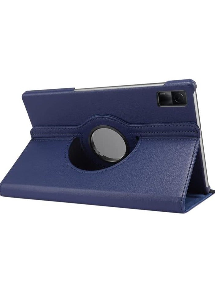 Redmi Pad SE 11 inch 2023 Tablet case for Protector Pebbled Rotating 360 Solid Color Protective Case Holster (Dark Blue) - Image 3