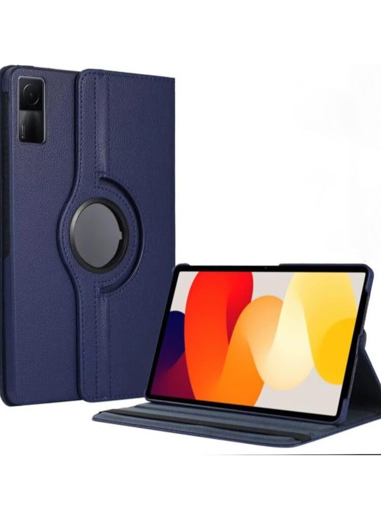 Redmi Pad SE 11 inch 2023 Tablet case for Protector Pebbled Rotating 360 Solid Color Protective Case Holster (Dark Blue) - Image 1