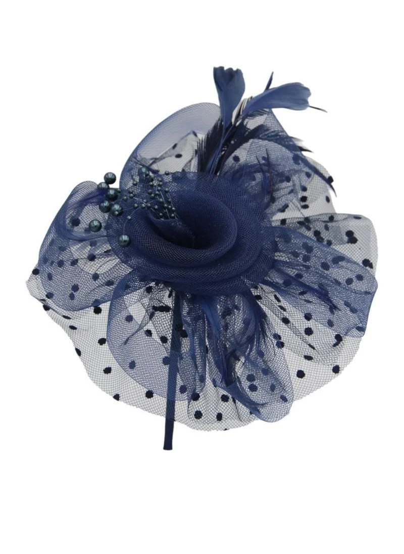 دىدانيالا Ddaniela Monalisa Fascinator Hats for Women Tea Party Headband,  Hat Flower Mesh Ribbons Feathers on a Headband and a Clip Tea Party Headwear for Girls and Women Navy Blue