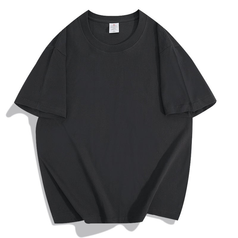 Heavy Cotton Short-Sleeved T-Shirt Men'S And Women'S Summer Trendy Solid Color Pure White All-Match Loose Inner Half-Sleeved Base Top - Image 1