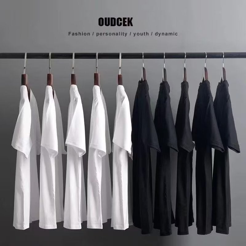 Heavy Cotton Short-Sleeved T-Shirt Men'S And Women'S Summer Trendy Solid Color Pure White All-Match Loose Inner Half-Sleeved Base Top - Image 2