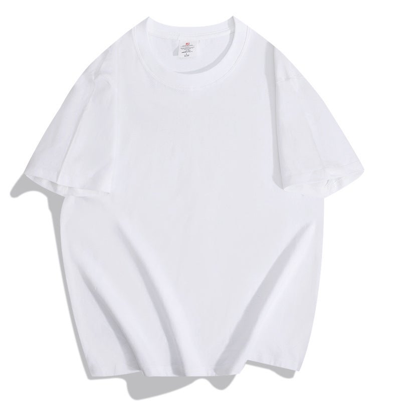 Heavy Cotton Short-Sleeved T-Shirt Men'S And Women'S Summer Trendy Solid Color Pure White All-Match Loose Inner Half-Sleeved Base Top - Image 3