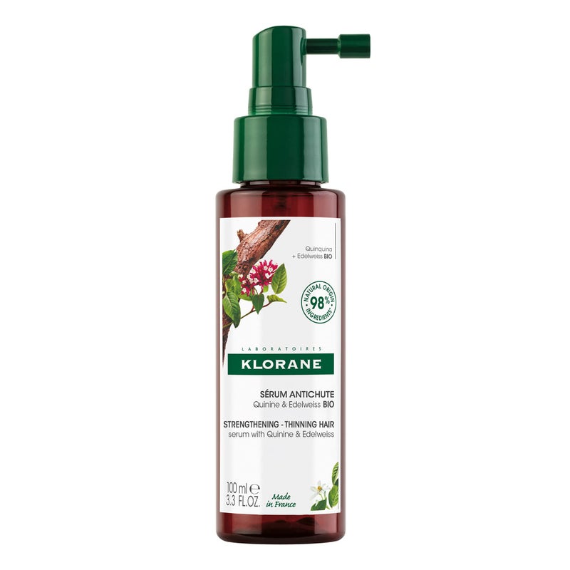 Klorane Strengthening Serum with Quinine and Edelweiss for Thinning Hair, Supports Thicker, Stronger, Healthier Hair, For Men and Women, Paraben, Silicone and Sulfate Free, 3.3 Fl Oz - Image 1