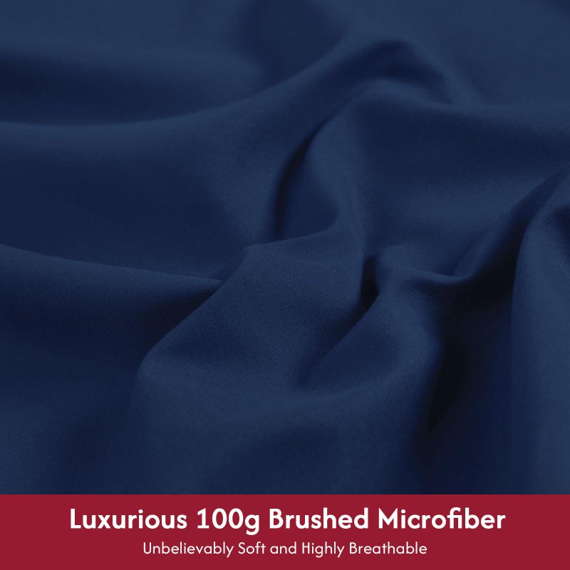 LONAVA California King Size Sheet Set - 6 Piece Hotel Luxury Wrinkle-Free Microfiber Sheet  Oeko-TEX Certified  Breathable & Elastic  16"" Deep Pockets  Navy Blue - Image 2