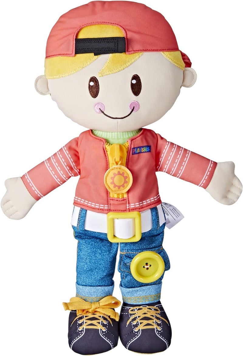 Playskool Dressy Kids Doll with Blonde Hair and Hat, Activity Plush Toy with Zipper, Shoelace, Button, for Kids Ages 2 and Up (Amazon Exclusive) - Image 1