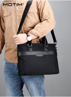 Motim Business Oxford Cloth Briefcase, 14-Inch Laptop Bag, Large Messenger Bag, Soft Top Handle Handbag with Long Straps for Men Travel Office Work  - Image 2