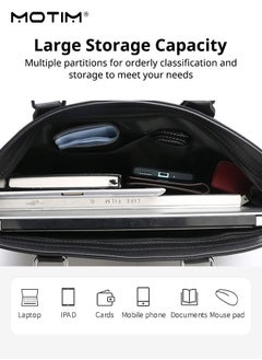 Motim Business Oxford Cloth Briefcase, 14-Inch Laptop Bag, Large Messenger Bag, Soft Top Handle Handbag with Long Straps for Men Travel Office Work  - Image 3