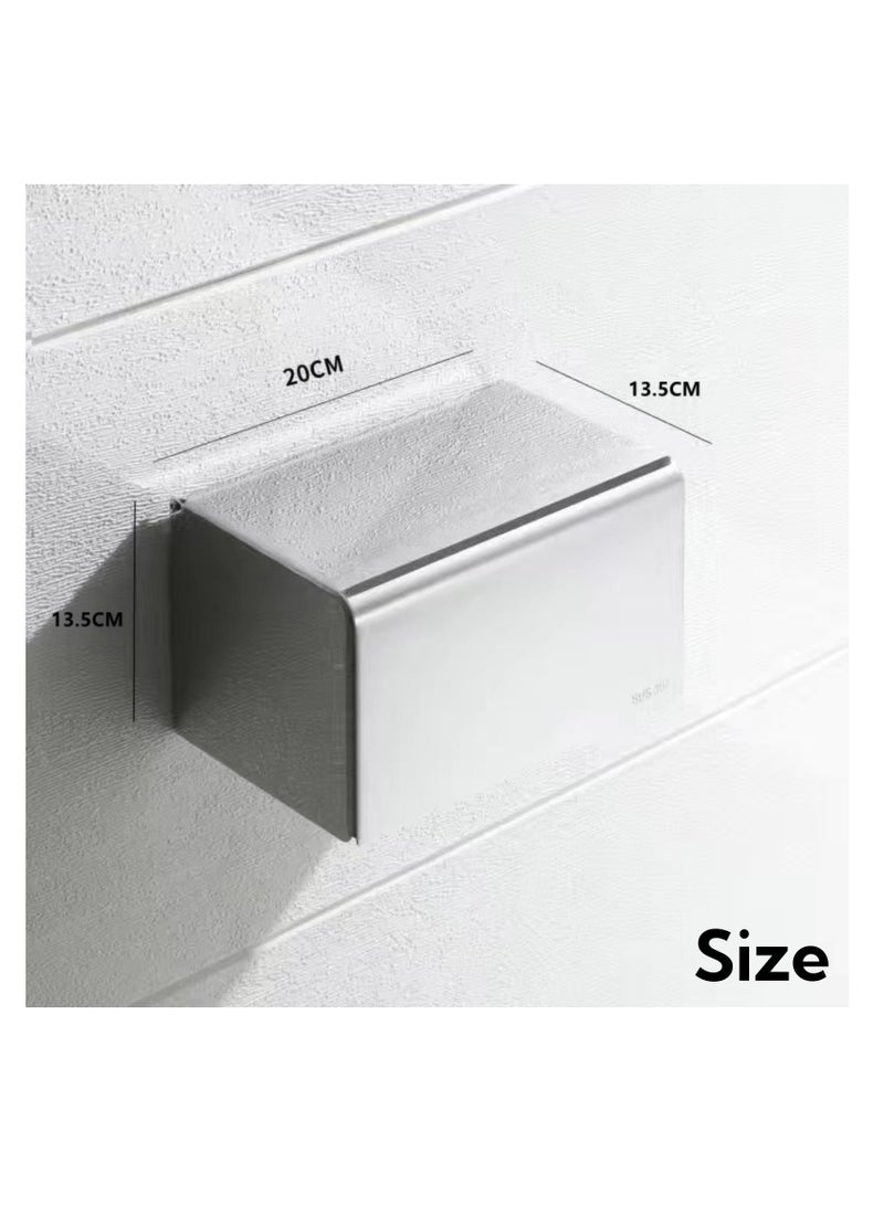 NOVOLAN NOVOLAN Toilet Paper Holders, 304 Stainless Steel Square Tissue Box, Waterproof Roll Paper Dispenser for Toilets, Double Outlet for Roll & Tissue Paper, 20x13.5cm Top for Storage Small Items (silver) - Image 2