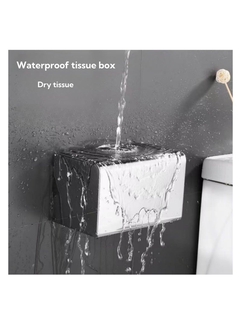 NOVOLAN NOVOLAN Toilet Paper Holders, 304 Stainless Steel Square Tissue Box, Waterproof Roll Paper Dispenser for Toilets, Double Outlet for Roll & Tissue Paper, 20x13.5cm Top for Storage Small Items (silver) - Image 4