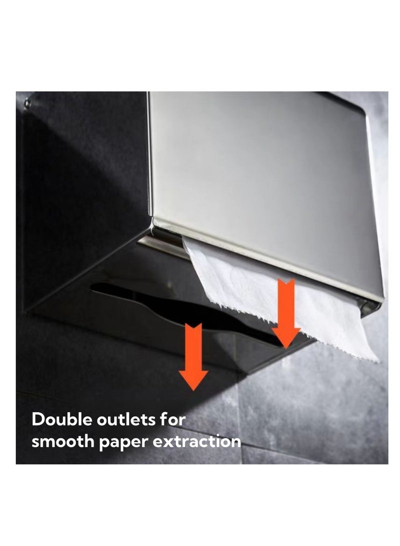 NOVOLAN NOVOLAN Toilet Paper Holders, 304 Stainless Steel Square Tissue Box, Waterproof Roll Paper Dispenser for Toilets, Double Outlet for Roll & Tissue Paper, 20x13.5cm Top for Storage Small Items (silver) - Image 5