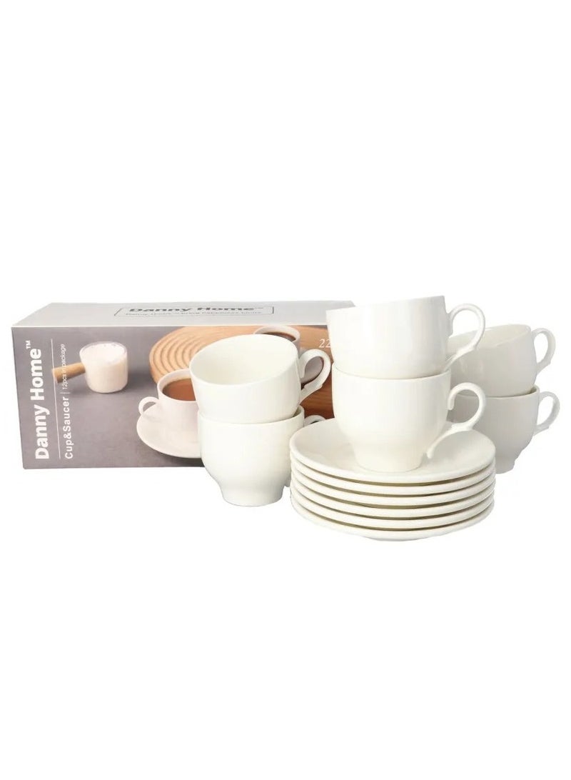 Danny Home 12-Piece White Porcelain Tea Cup Set - Image 2