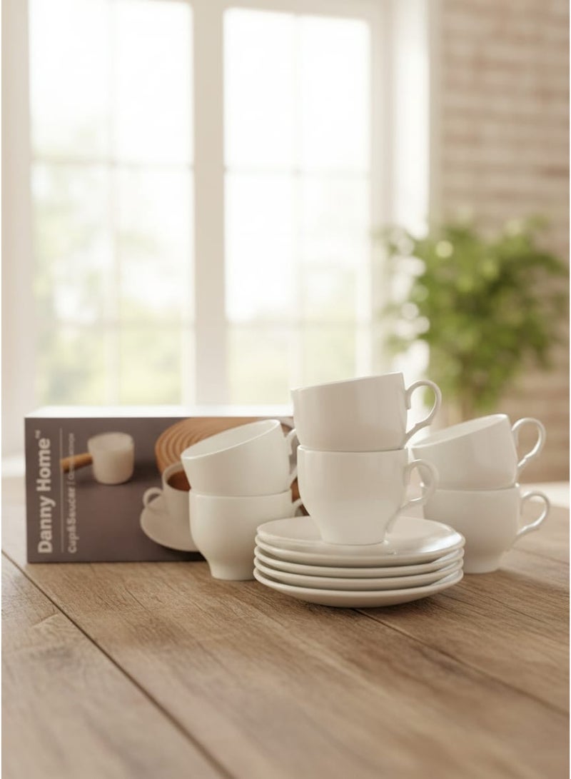 Danny Home 12-Piece White Porcelain Tea Cup Set - Image 1