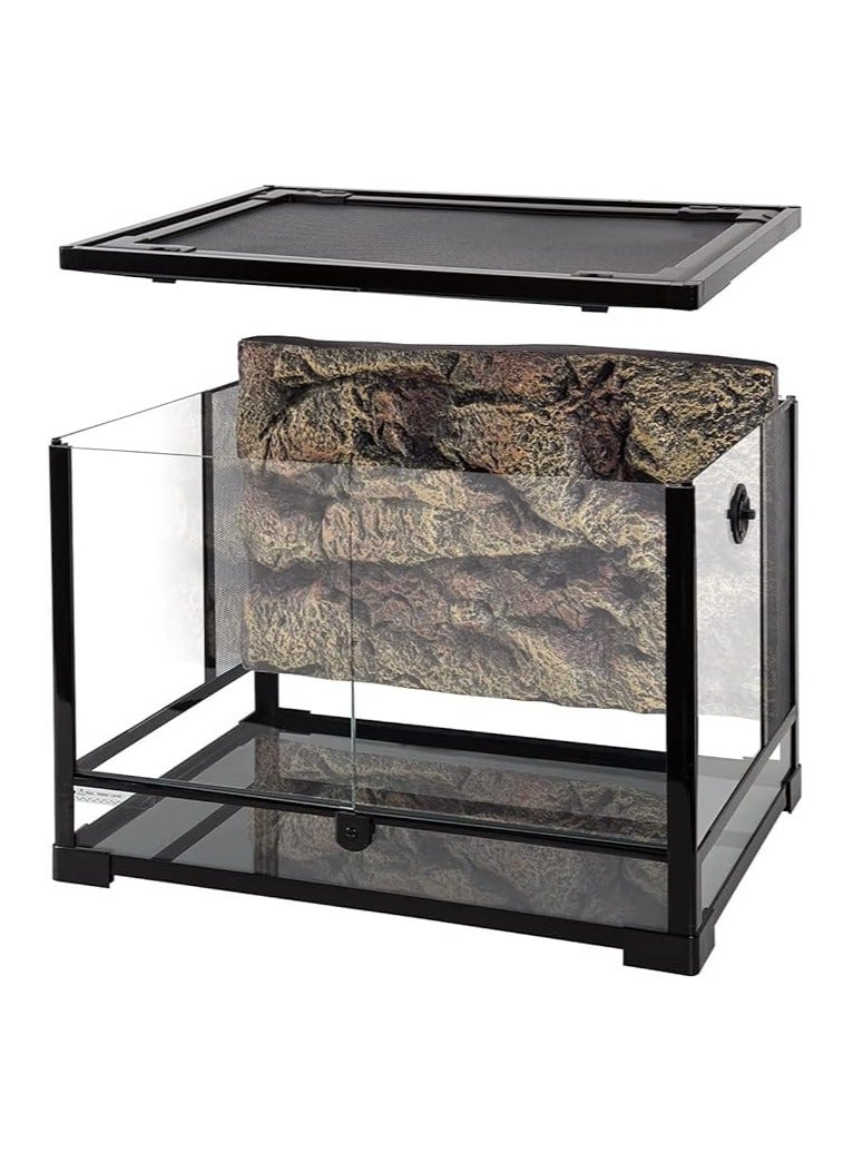 REPTIZOO REPTI ZOO 34 Gallon Large Reptile Glass Terrarium Tank with Foam Backgrounds,Double Hinge Door with Screen Ventilation Reptile Terrarium 24" x 18" x 18"(Knock-Down)  - Image 1