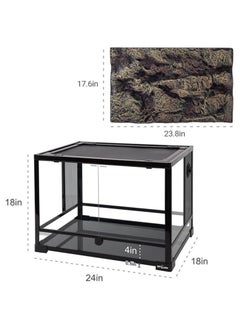 REPTI ZOO 34 Gallon Large Reptile Glass Terrarium Tank with Foam Backgrounds,Double Hinge Door with Screen Ventilation Reptile Terrarium 24" x 18" x 18"(Knock-Down) - pzsku/ZE18F330D57930C2B68D4Z/45/1741237460/1c203149-29ee-450e-9c35-c7394850adc4