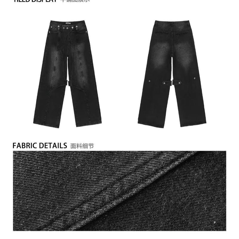 Unisex Classic Denim Jeans Loose Fit Daily Outdoor Wear - Image 1
