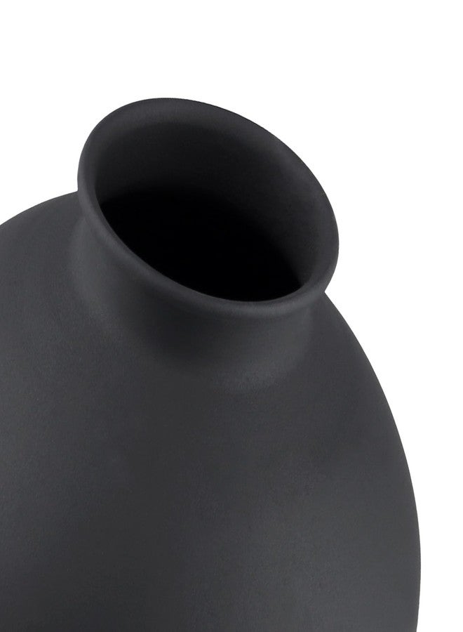 HAKZEON 8.8 inch Black Metal Matte Vase, Modern Frosted Vase for Flowers Pampas Grass Decor Home Wedding - Image 3