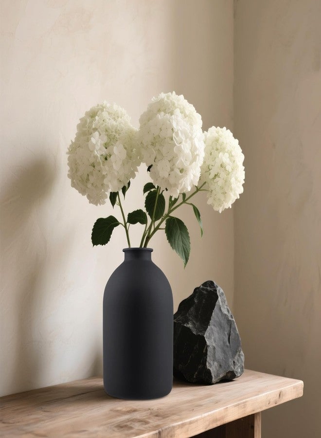 HAKZEON 8.8 inch Black Metal Matte Vase, Modern Frosted Vase for Flowers Pampas Grass Decor Home Wedding - Image 5