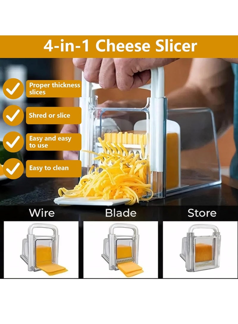 قطاعة الجبن للجبن الكتلي: قطاعة جبن الزبدة 4 في 1 المحمولة باليد، مجموعة قطاعة جبن متعددة الاستخدامات لتقطيع النقانق والسلطة والخضروات والخبز، سلك قطاعة الجبن للاستخدام المنزلي في المطبخ - Image 4