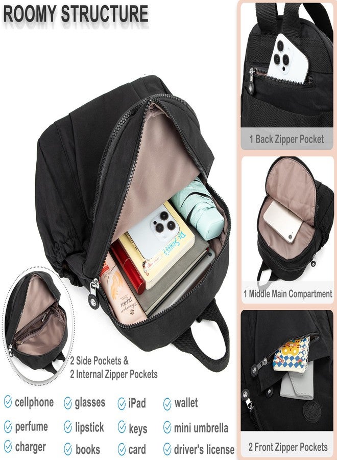 Pealwel Mini Backpack Purse for Women,Small Nylon backpacks for Ladies Backpacks Women Anti Theft Travel Bag, Black, Small, Backpack - Image 5