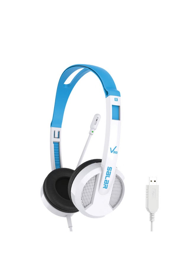 salar Shenglai V38 Laptop Headphones For English Listening, Speaking Practice, And Exam Preparation, Human-computer Dialogue, English Learning Headphones, Student Over-ear Headphones With Microphone, Usb Interface, White - Image 4
