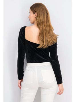 Miss Selfridge Women Petite Plain Long Sleeve Bodysuit, Black  - Image 4