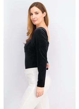 Miss Selfridge Women Petite Plain Long Sleeve Bodysuit, Black  - Image 2