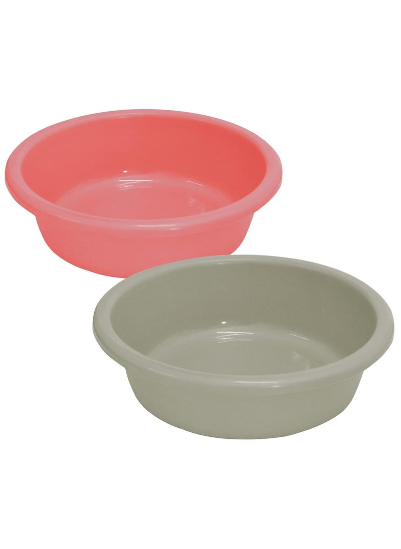 Kuber Industries Kuber Industries Multiuses Unbreakable Plastic Knead Dough Basket/Basin Bowl For Home & Kitchen 6 Ltr- Pack of 2 (Light Pink & Grey)  - Image 1