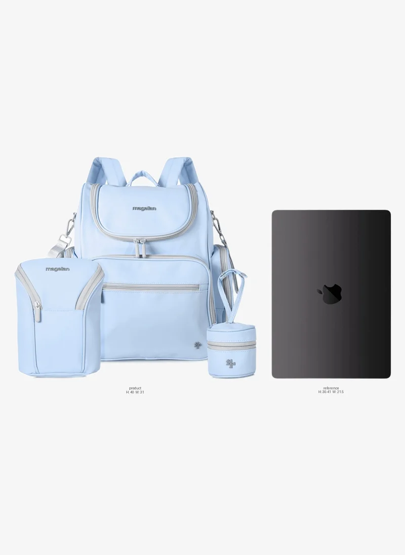 Magellan Mommy One Step Collection Baby Gear Diaper Backpack 12 Inch  Nursing Bottle Bag 9 Inch and Pacifier Bag 3 Inch From Magellan 199MA203/3P-Blue