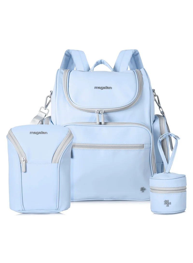 Magellan Mommy One Step Collection Baby Gear Diaper Backpack 12 Inch  Nursing Bottle Bag 9 Inch and Pacifier Bag 3 Inch From Magellan 199MA203/3P-Blue