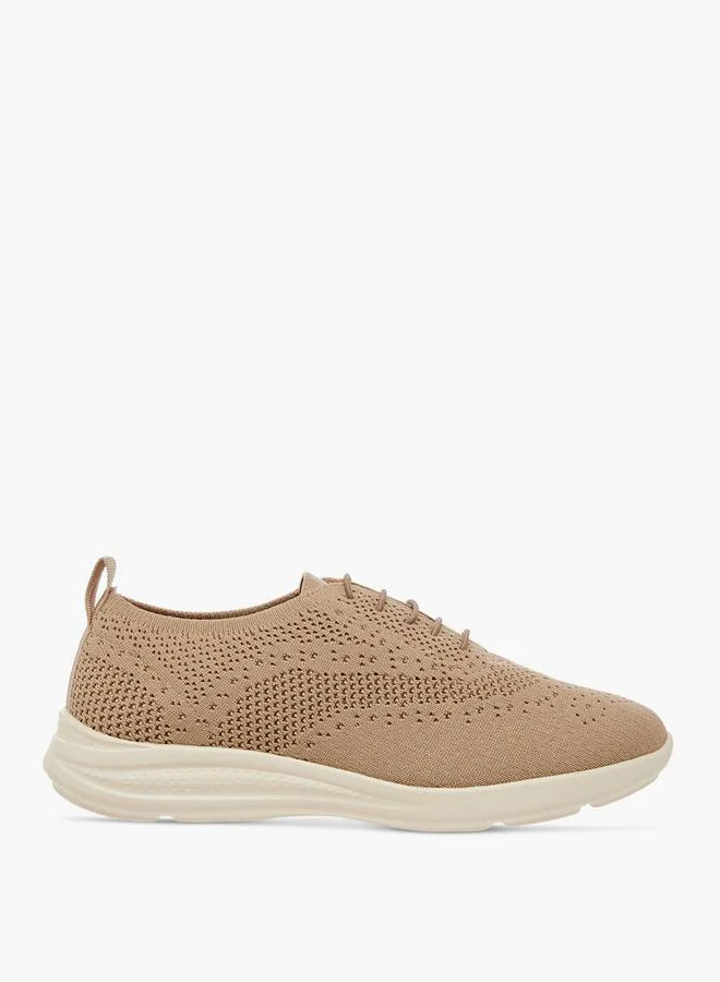 Women's Textured Sneakers with Lace-Up Closure