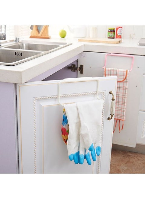 2 Pack Over the Door Towel Rack and Cabinet Towel Holder for Kitchen and Bathroom No Drill Space Saving Rust Resistant White & Pink