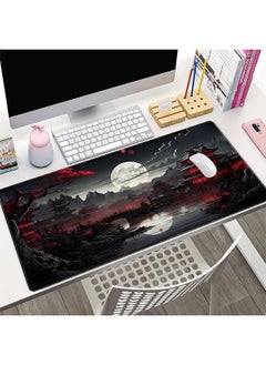LCYLJGY Japanese Desk Mat Riverside Full Moon Desk Pad Black Red Large Mouse Pad Gaming Mousepad Extended XXL Keyboard Pad 80 × 30 cm Laptop Computer Mouse Keyboard Mat for Office Desk Decor  - Image 2