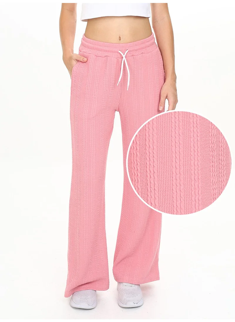 دينوكيدس Girls Wide Leg Pink Basic Tracksuit Bottoms