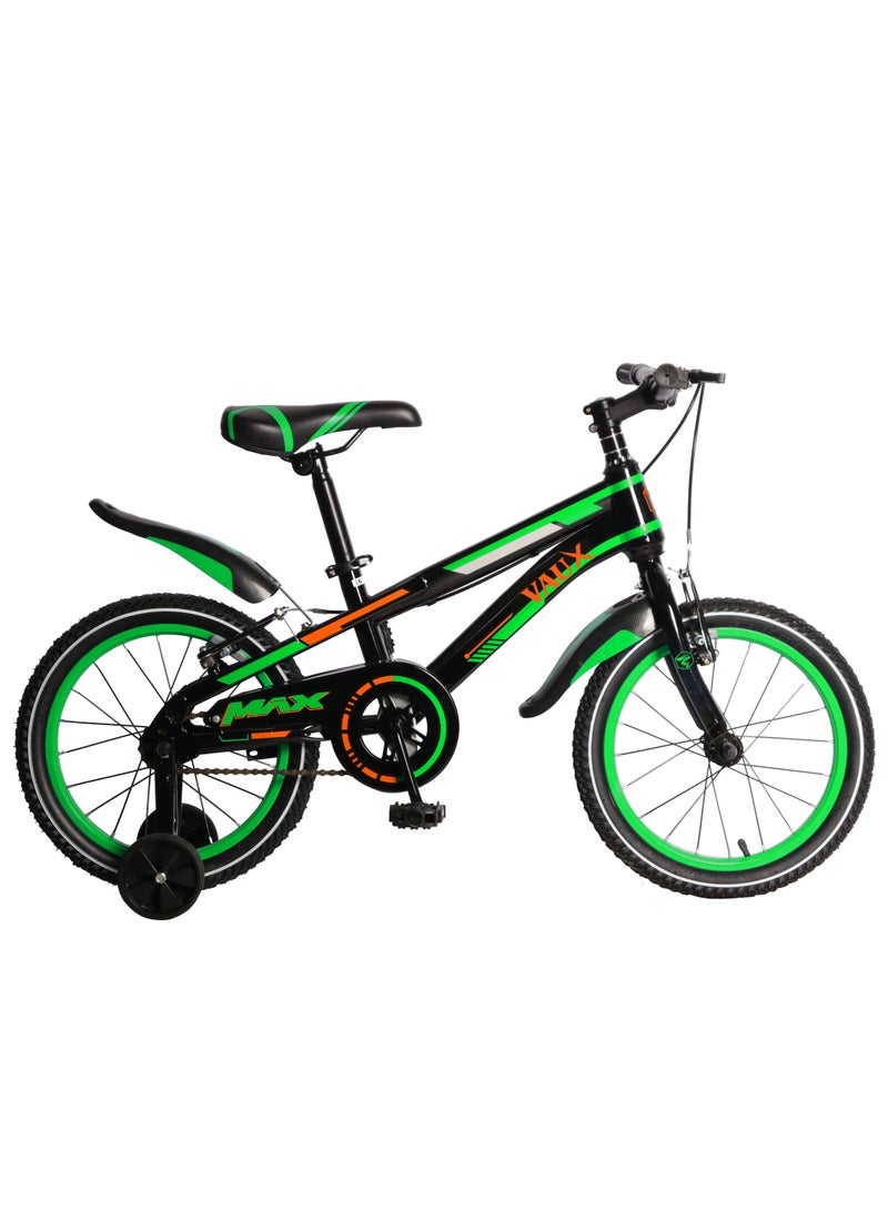 Vaux Max Kids Road Bike || 16 Inch Wheel Size || For Boys Girls|| Adjustable Seat || 16 Inch Training Wheels - Green - Image 1