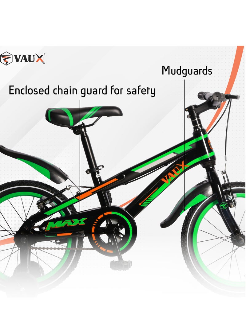 Vaux Max Kids Road Bike || 16 Inch Wheel Size || For Boys Girls|| Adjustable Seat || 16 Inch Training Wheels - Green - Image 4