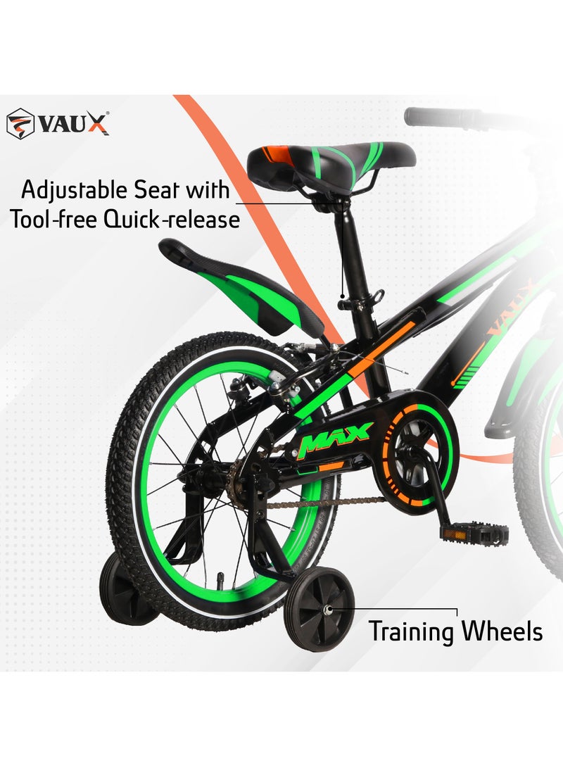 Vaux Max Kids Road Bike || 16 Inch Wheel Size || For Boys Girls|| Adjustable Seat || 16 Inch Training Wheels - Green - Image 5