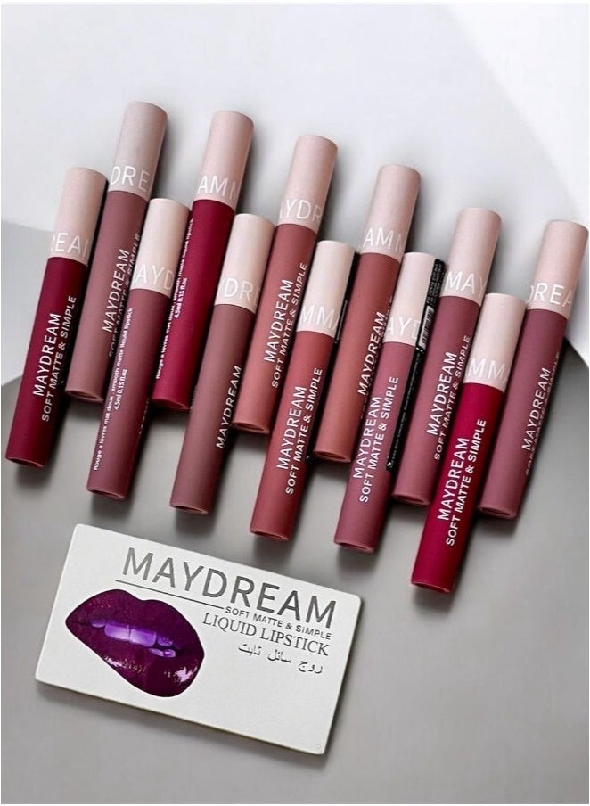 مي دريم أحمر الشفاه روج سائل ثابت مجموعة من 12 قطع - Image 3