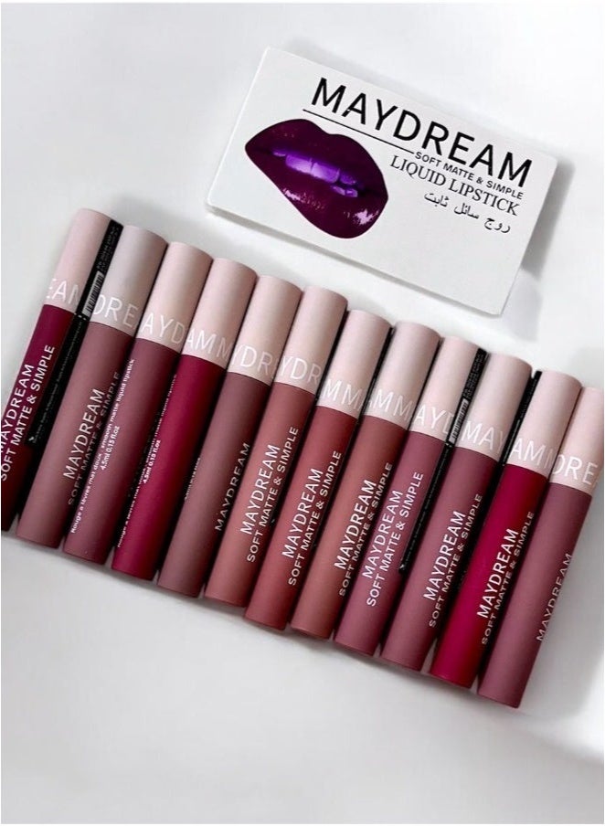 مي دريم أحمر الشفاه روج سائل ثابت مجموعة من 12 قطع - Image 4