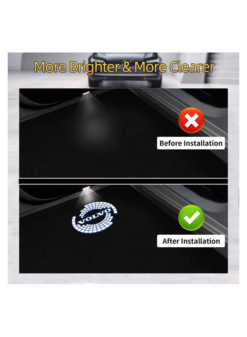 ضوء شعار LED لباب السيارة لسيارات فولفو، جهاز عرض الشعار، أضواء بركة LED، مصابيح باب السيارة، إضاءة دخول السيارة، ملحقات ضوء الباب لسيارات فولفو XC90 XC60 XC40 S90 S60 V90 V60 - Image 4