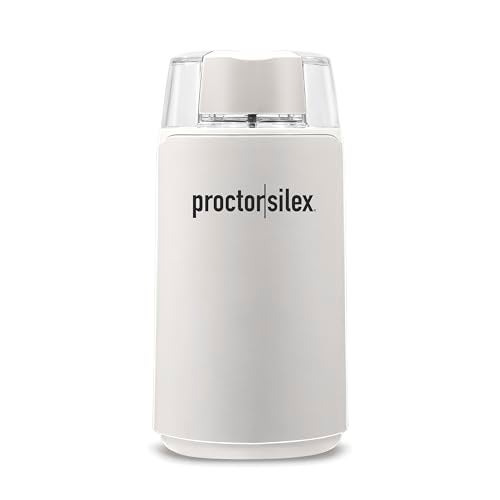 Proctor Silex Electric Coffee Grinder for Beans, Spices and More, Stainless Steel Blades, 12 Cups, White - Image 1