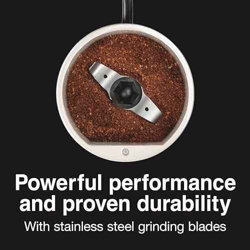 Proctor Silex Electric Coffee Grinder for Beans, Spices and More, Stainless Steel Blades, 12 Cups, White - Image 4