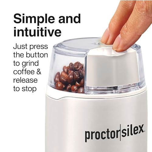 Proctor Silex Electric Coffee Grinder for Beans, Spices and More, Stainless Steel Blades, 12 Cups, White - Image 2