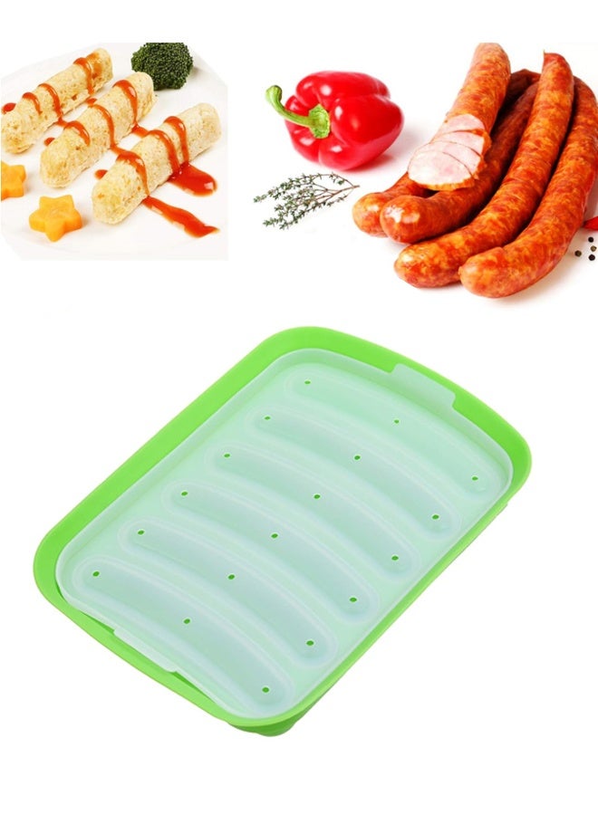 هومستر السيليكون النقانق هوت دوغ القالب، النقانق القالب، اليدوية غير اللاصقة هوت دوغ بن Pan ل DIY Ice Cube علبة الخبز الكعكة الشوكولاتة الحلوى (الأخضر) - Image 1