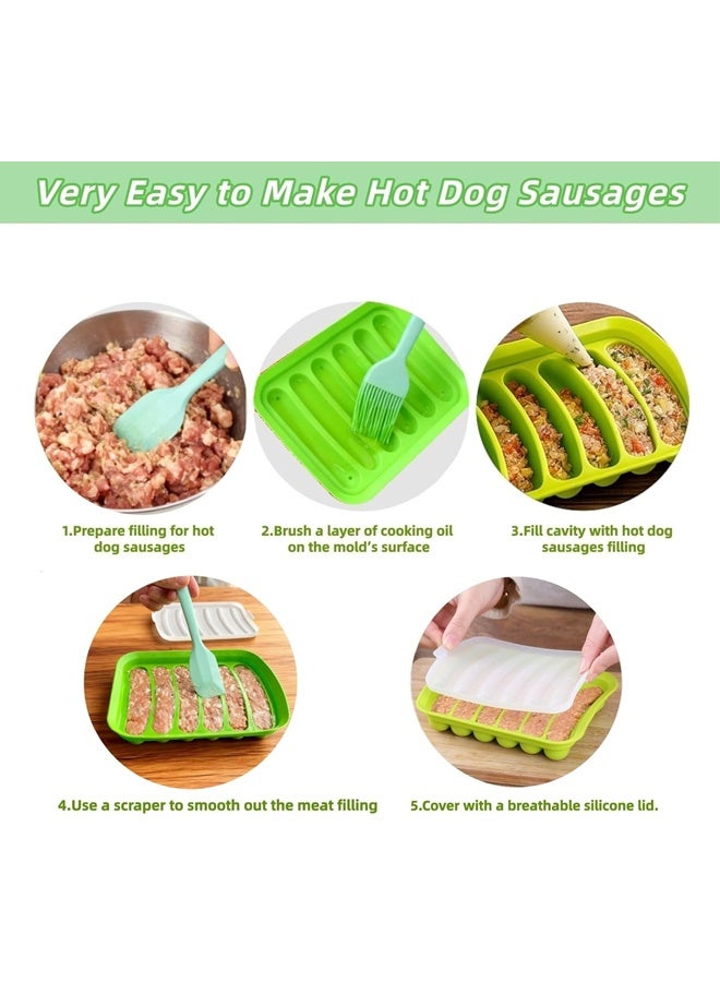 هومستر السيليكون النقانق هوت دوغ القالب، النقانق القالب، اليدوية غير اللاصقة هوت دوغ بن Pan ل DIY Ice Cube علبة الخبز الكعكة الشوكولاتة الحلوى (الأخضر) - Image 4