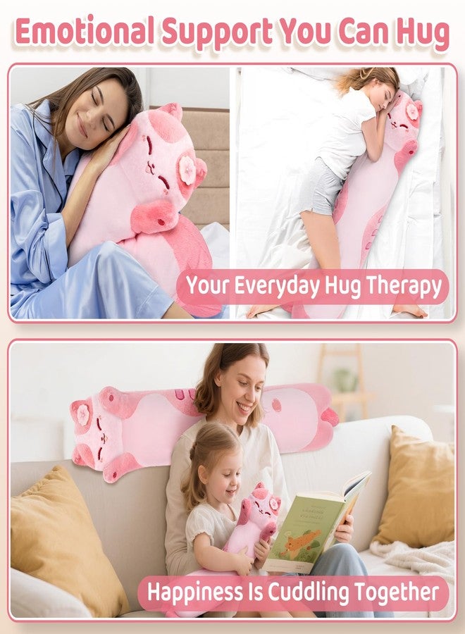 Mewaii Artist-Designed Ultra Soft Long Cat Plush Body Pillow, Extra Stuffing for Comfort, Premium Quality Stuffed Animal Gift for Girlfriend or Cat Lovers (Cherry Blossom Pink Cat Body Pillow 20 Inch) - Image 4