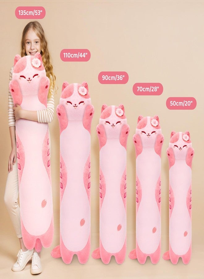 Mewaii Artist-Designed Ultra Soft Long Cat Plush Body Pillow, Extra Stuffing for Comfort, Premium Quality Stuffed Animal Gift for Girlfriend or Cat Lovers (Cherry Blossom Pink Cat Body Pillow 20 Inch) - Image 5