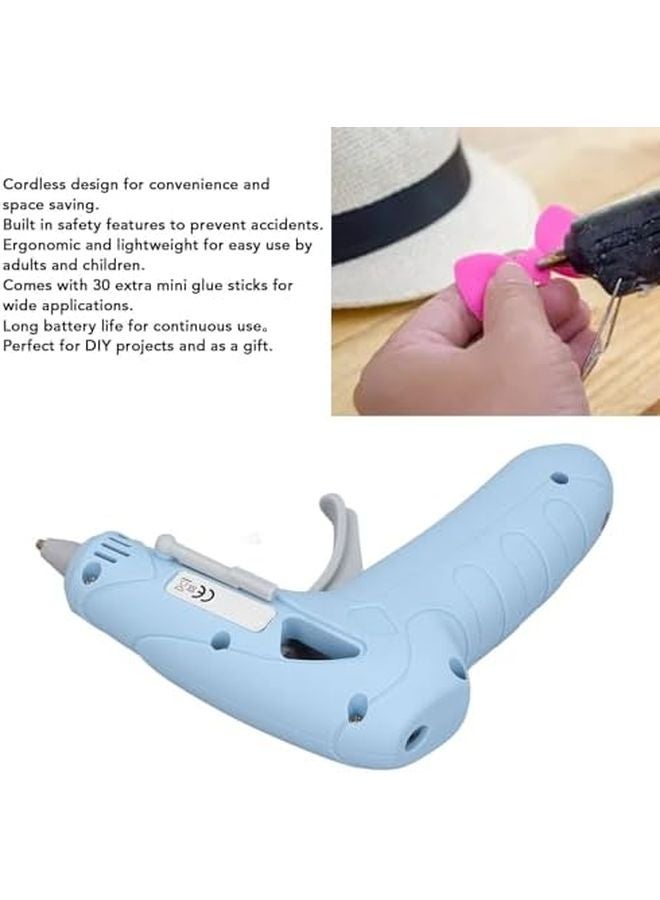 Pssopp Cordless Mini Hot Glue Gun Rechargeable with 30 Glue Sticks Safety Stand Blue for DIY Crafts - Image 4