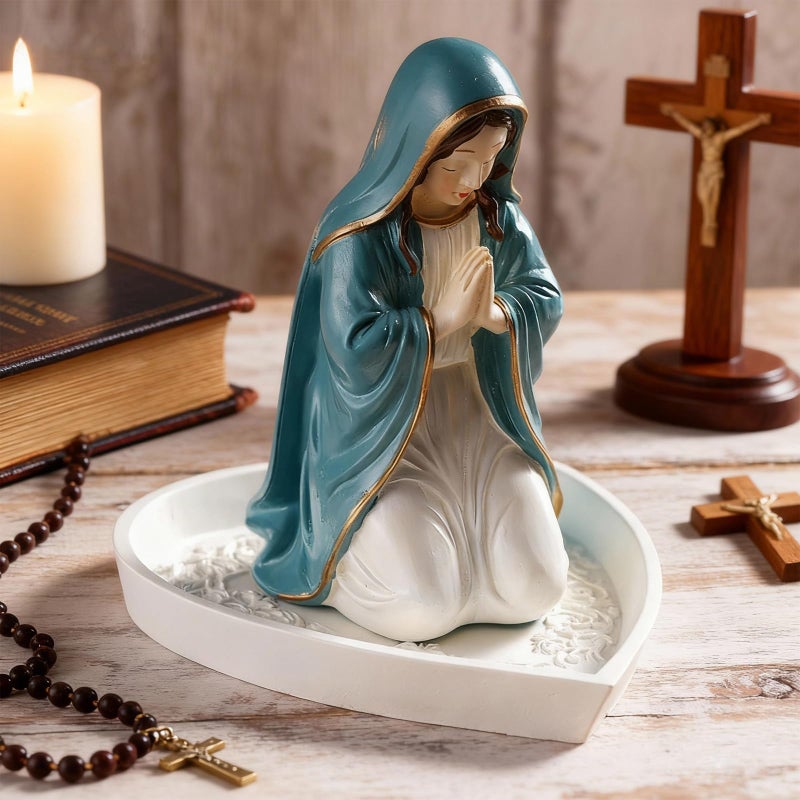 woyoo virgin mary rosary holder, 5.5" Virgin Mary Statue - Blessed Mother Figurine, Perfect Catholic Gift for Women, Ideal Catholic Home Decor (A) - Image 2