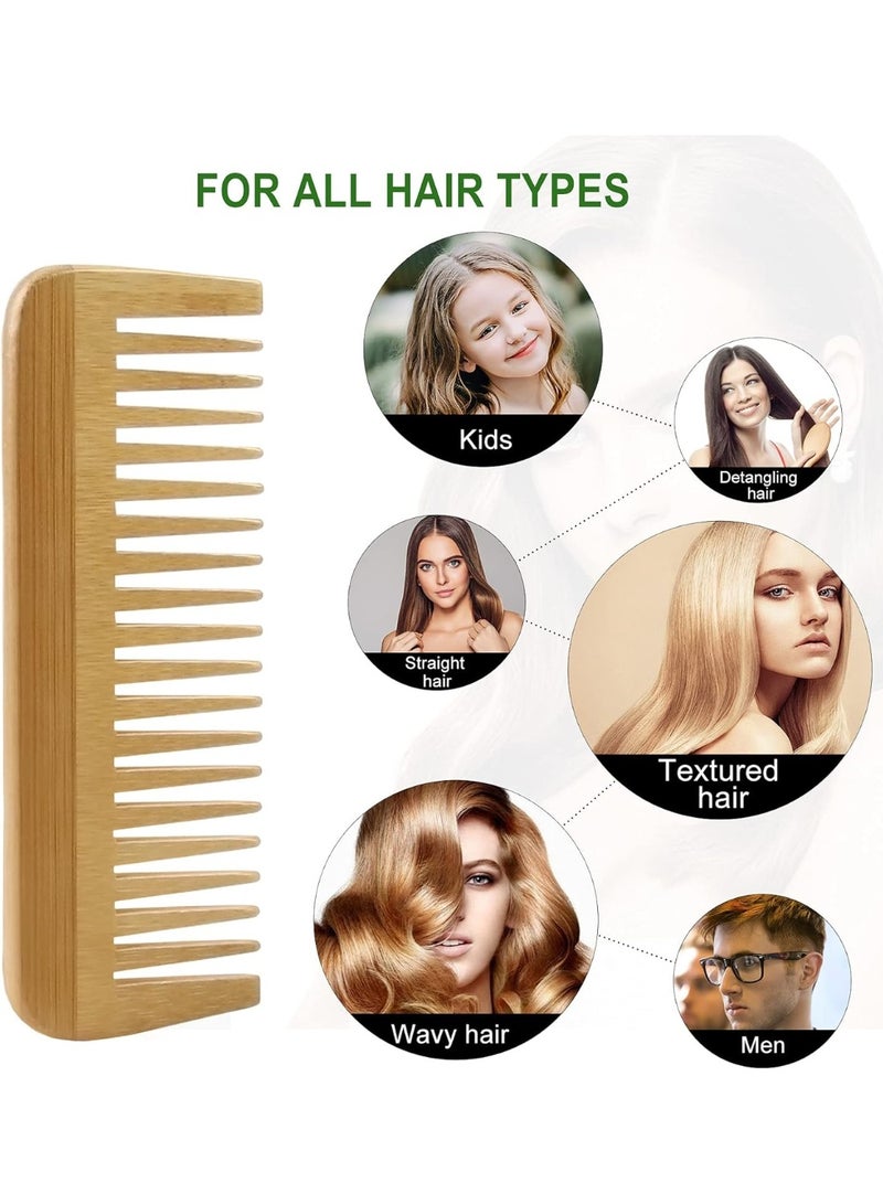 Wide Tooth Comb, Detangling Anti-Static Brush Natural Curly Wavy Dry Hair For Womens and Mens Hand Polished (2PCS) - Image 5