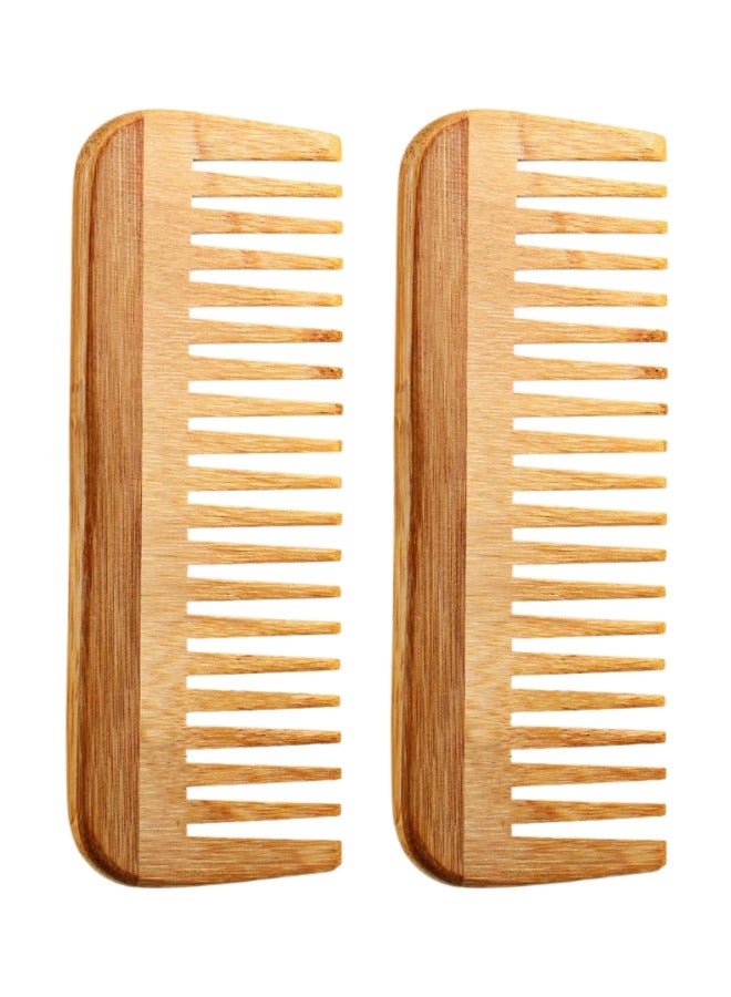 Wide Tooth Comb, Detangling Anti-Static Brush Natural Curly Wavy Dry Hair For Womens and Mens Hand Polished (2PCS) - Image 1